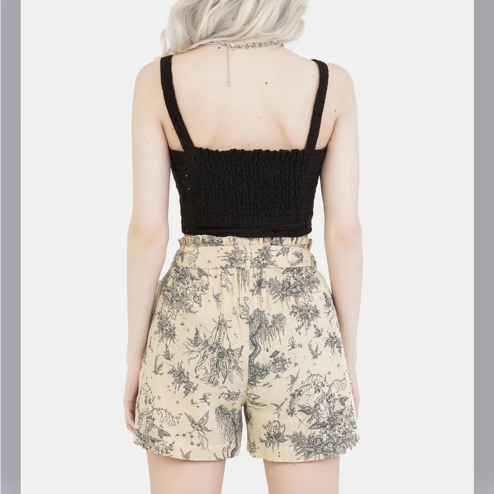 Disturbia | Maypole Cotton Print Paperbag Shorts - Picture 4 of 4